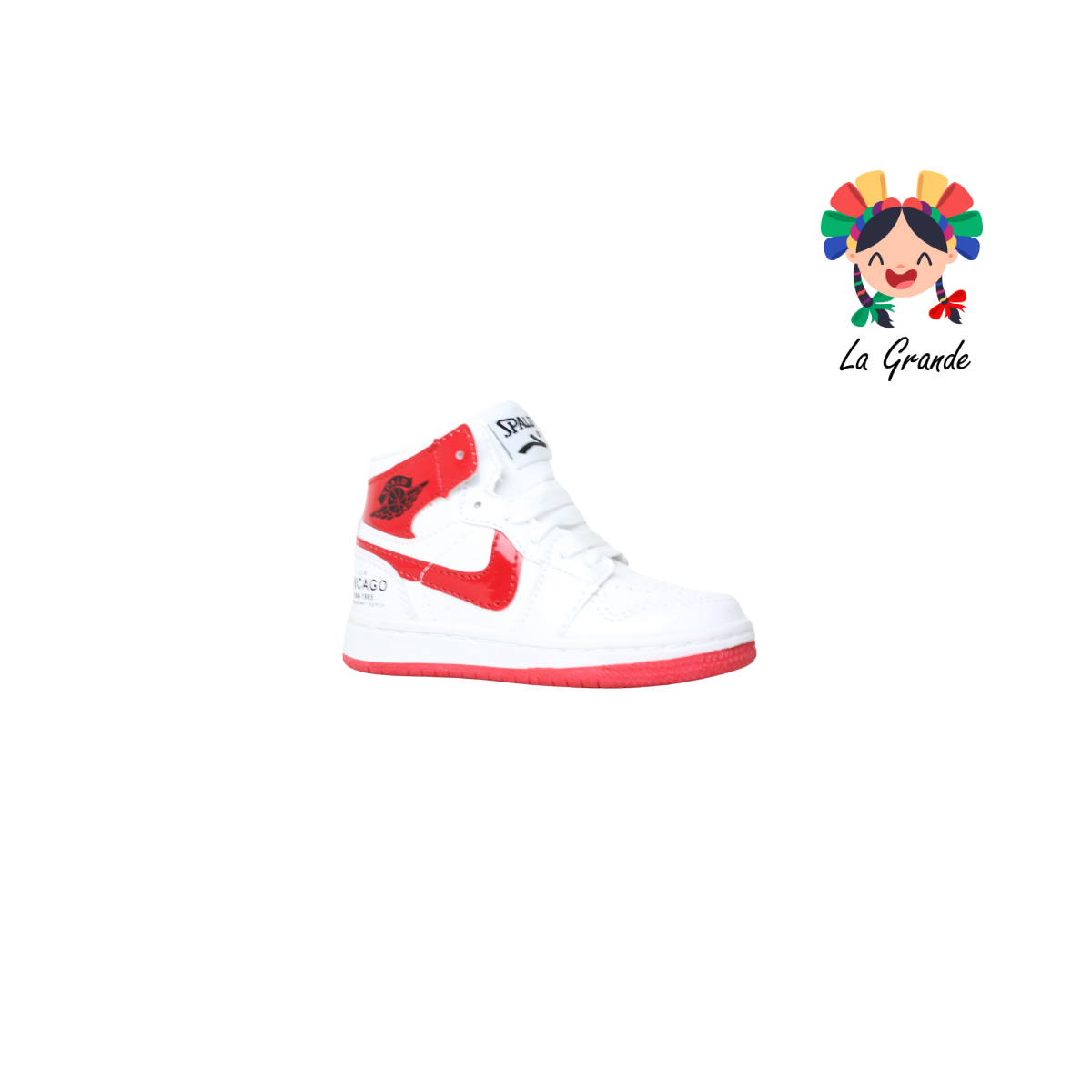 02 SPALD Blanco Rojo Charol Tenis Casual para Niño y Niña