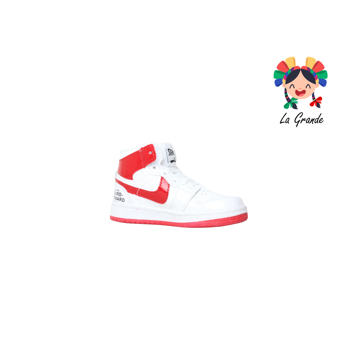 02 SPALD Blanco Rojo Charol Tenis Casual para Niño y Niña