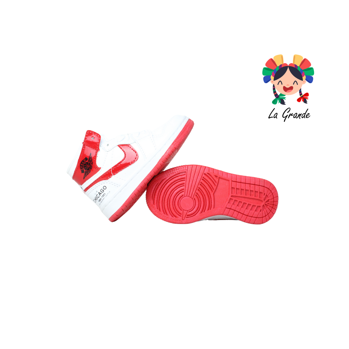 02 SPALD Blanco Rojo Charol Tenis Casual para Niño y Niña