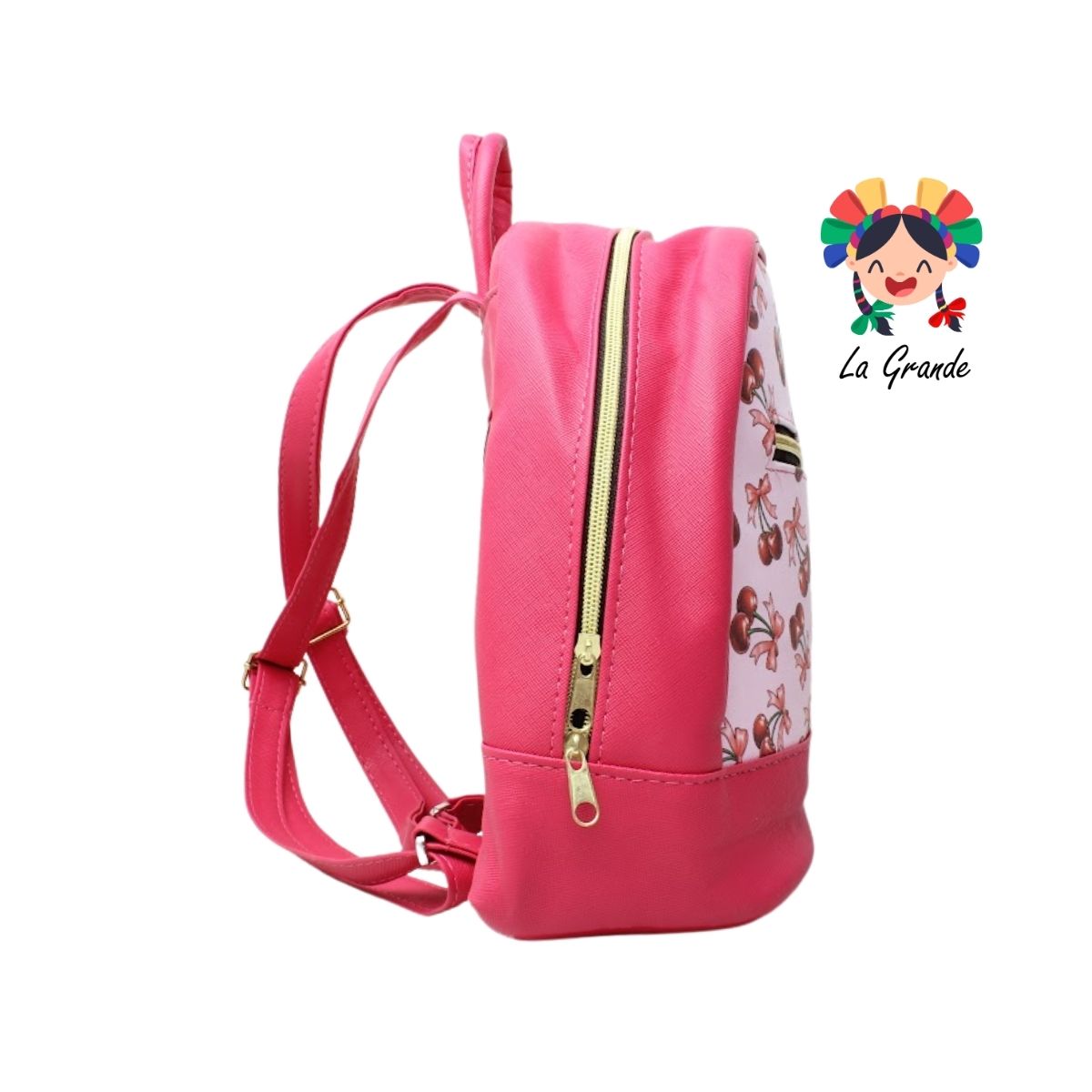 030 Mochila Rosa Cereza Redonda Pequeña Casual para Niña y Dama