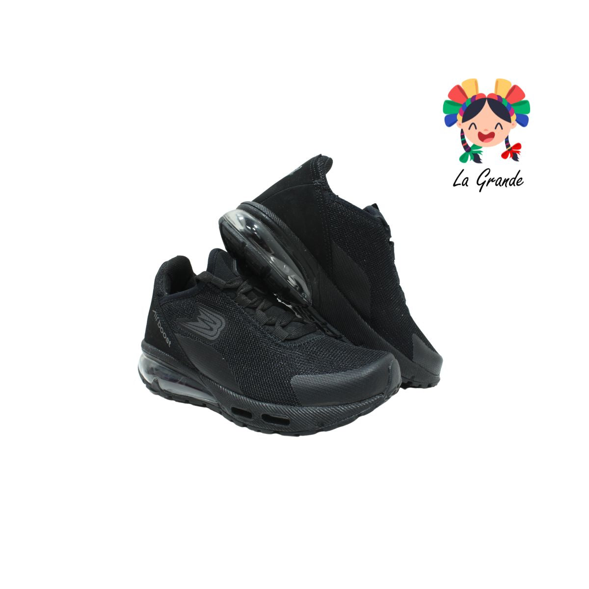 031 BOOST Negro Negro Tenis Deportivo de Válvula para Dama y Joven