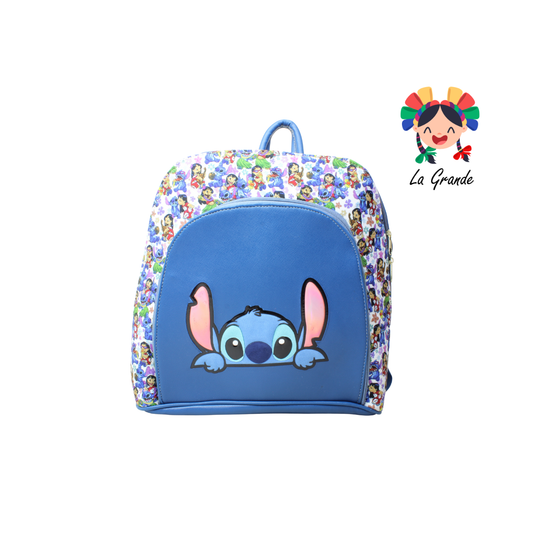 037 Mochila Doble Bolsa Azul Lilo Stish Casual para Dama