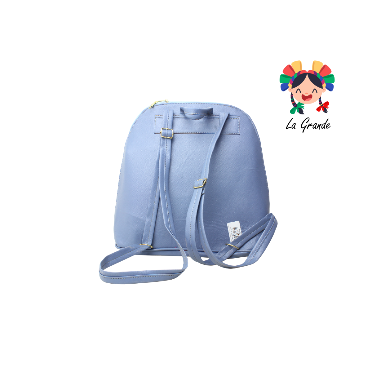 037 Mochila Doble Bolsa Azul Con Flores Stich Casual para Dama