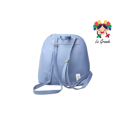 037 Mochila Doble Bolsa Azul Con Flores Stich Casual para Dama