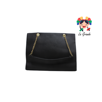 038 KURUM LUCCIANA Bolsa Cuadrada Negro Rosa Casual con Cadena para Dama