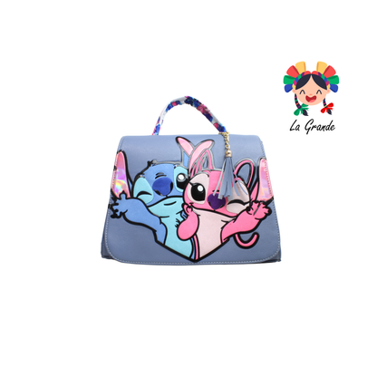 038 STICH Bolsa Cuadrada Azul Rosa Azul Casual para Dama