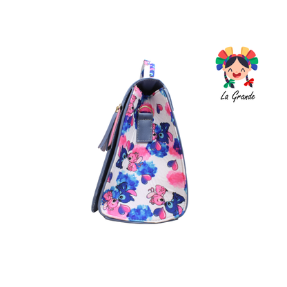 038 STICH Bolsa Cuadrada Azul Rosa Azul Casual para Dama