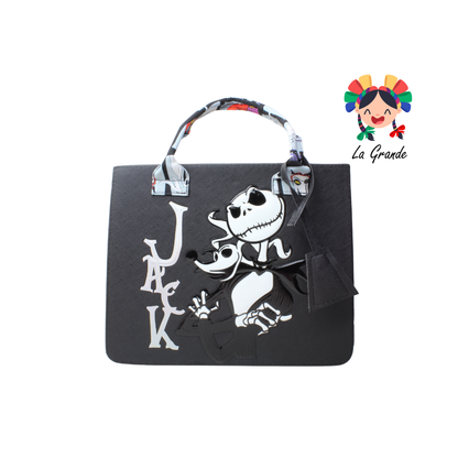 039 Bolsa Grande Negro Blanco Jak Tipo Cajita Casual para Dama