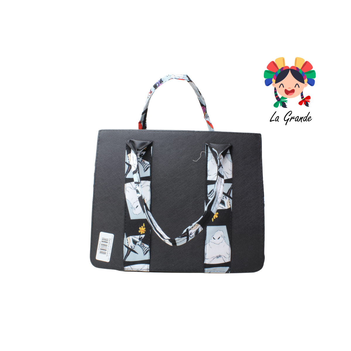 039 Bolsa Grande Negro Blanco Jak Tipo Cajita Casual para Dama