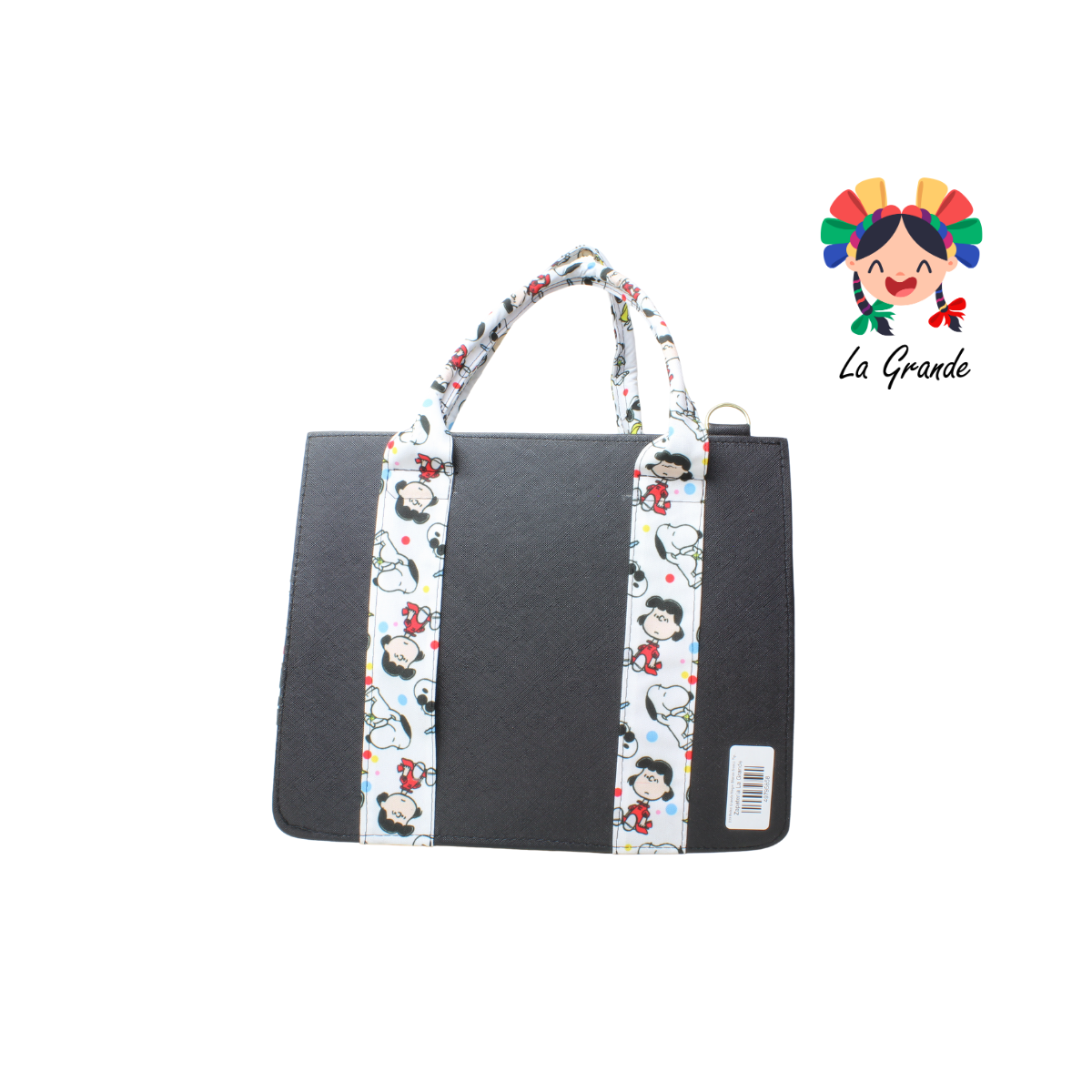 039 Bolsa Grande Negro Blanco Snoop Tipo Cajita Casual para Dama
