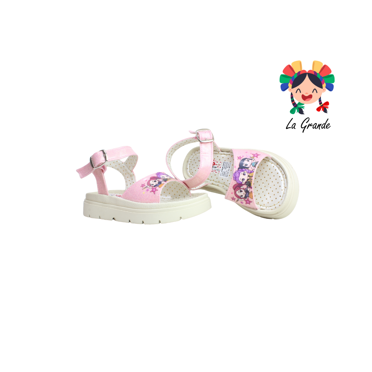 03 HUNTRI ANDRE LOV Rosa Sint Sandalia para Niña
