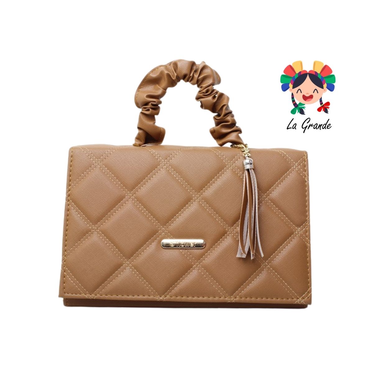 043 Bolsa Cajita Camel Casual para Dama