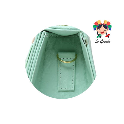 043 Bolsa Cajita Menta con Perlas Casual para Dama