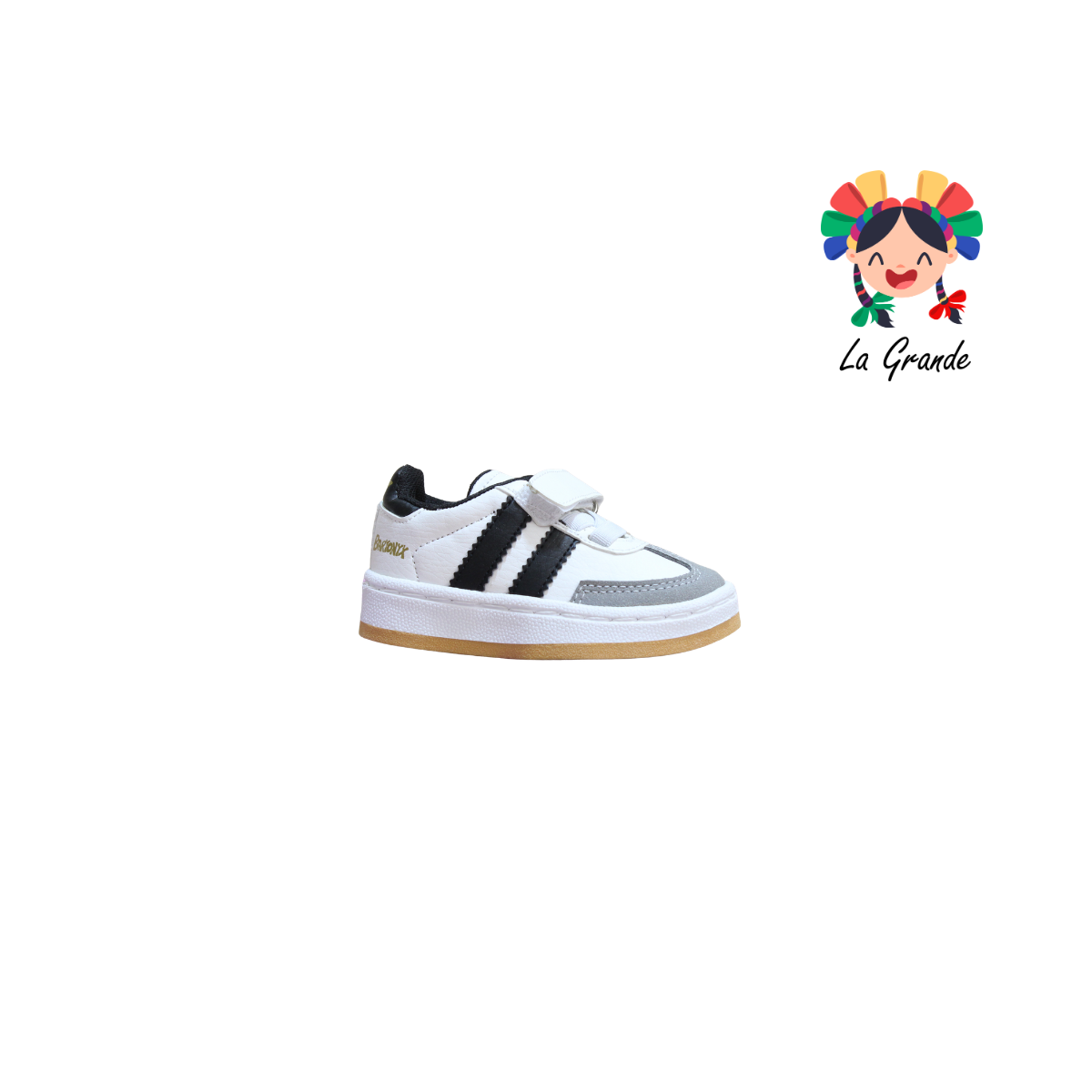 044 BARYONYX  Blanco Negro Sintético Tenis Casual para Niña y Niño