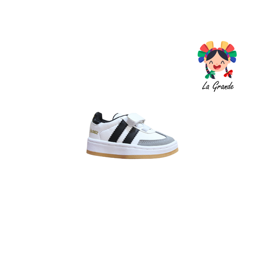 044 BARYONYX  Blanco Negro Sintético Tenis Casual para Niña y Niño