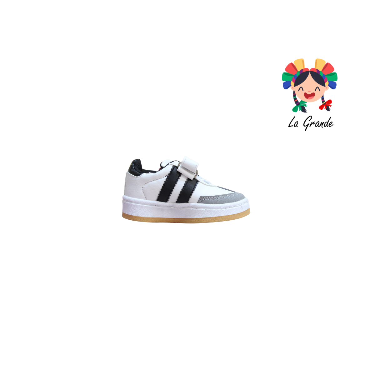 044 BARYONYX  Blanco Negro Sintético Tenis Casual para Niña y Niño