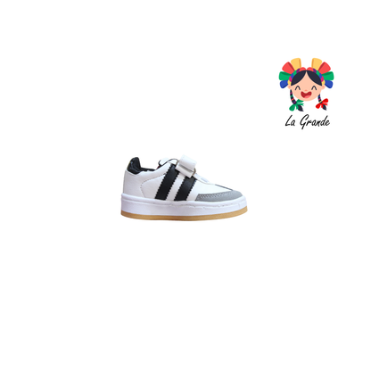 044 BARYONYX  Blanco Negro Sintético Tenis Casual para Niña y Niño