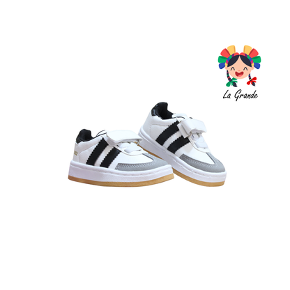044 BARYONYX  Blanco Negro Sintético Tenis Casual para Niña y Niño