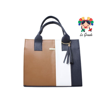 047 Bolsa Tricolor Marino Casual para Dama