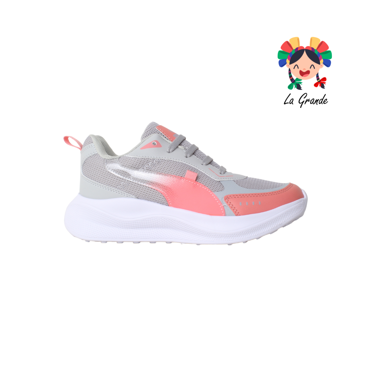 050 HEBOX Gris Coral Tenis Deportivo para Dama
