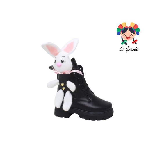051 DANIELS Negro Textil Conejo Bota Casual para Niña