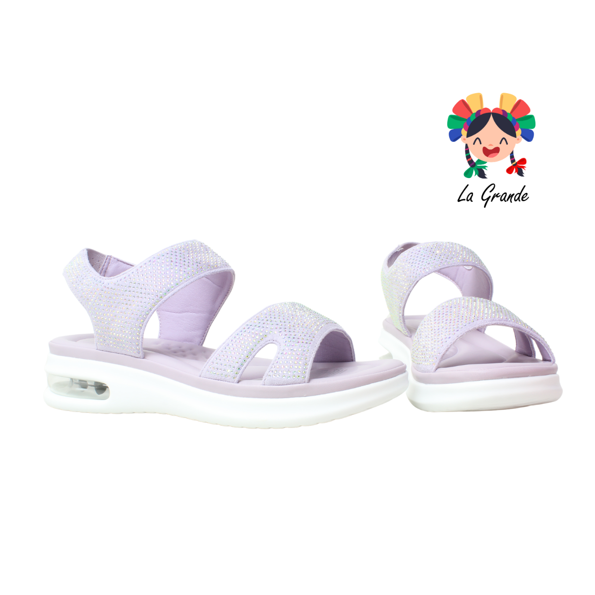 0529 SHOSH Lila Textil Sint Sandalia Confort para Dama