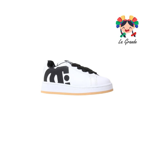 053 ACUR-ST Blanco Negro Tenis Casual para Niña y Niño
