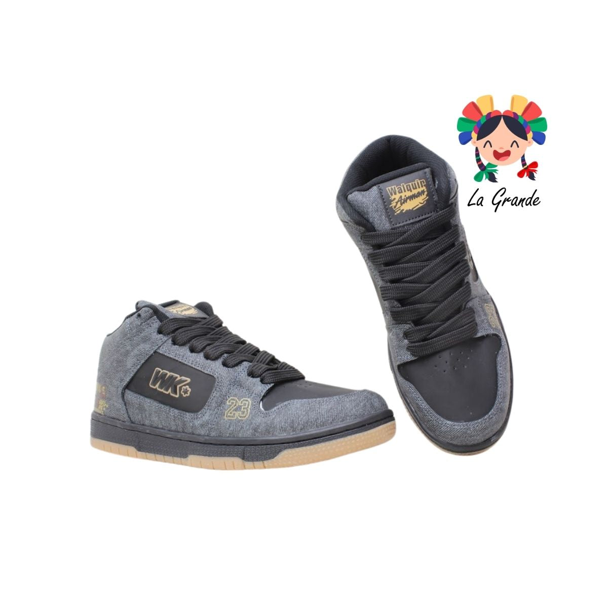 055 WALKQUIR Negro Mezclilla Tenis Casual para Caballero