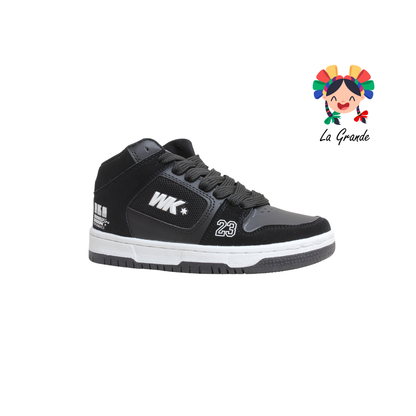 055 WALKQUIR Negro Blanco Tenis Casual para Niña,Niño, Dama, Joven y Caballero