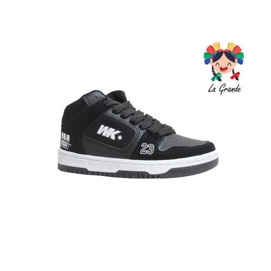 055 WALKQUIR Negro Blanco Tenis Casual para Niña,Niño, Dama, Joven y Caballero