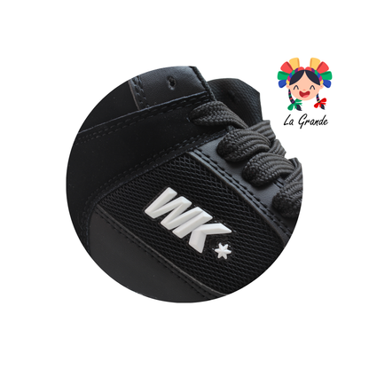 055 WALKQUIR Negro Blanco Tenis Casual para Niña,Niño, Dama, Joven y Caballero