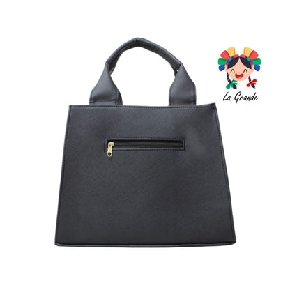 056 Bolsa Tipo Caja Negro Rombos Casual para Dama
