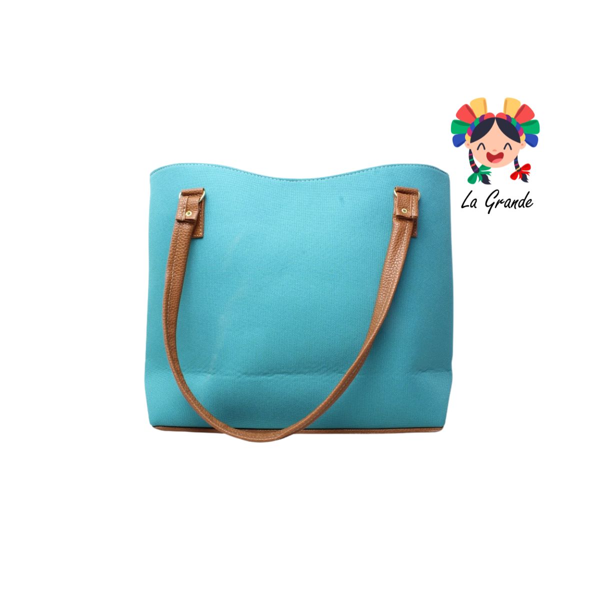 058 Bolsa Grande Turquesa con Flores Casual para Dama