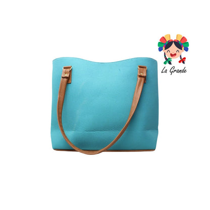 058 Bolsa Grande Turquesa con Flores Casual para Dama