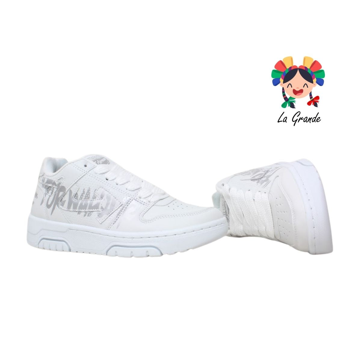 060 WALKQUIR Blanco Plata Tenis Casual para Dama y Joven