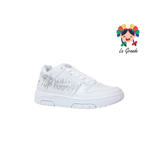 060 WALKQUIR Blanco Plata Tenis Casual para Dama y Joven