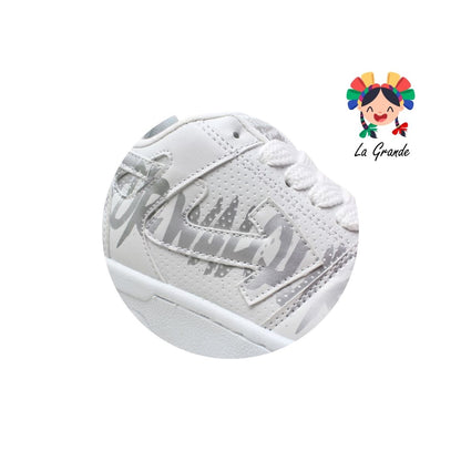 060 WALKQUIR Blanco Plata Tenis Casual para Dama y Joven