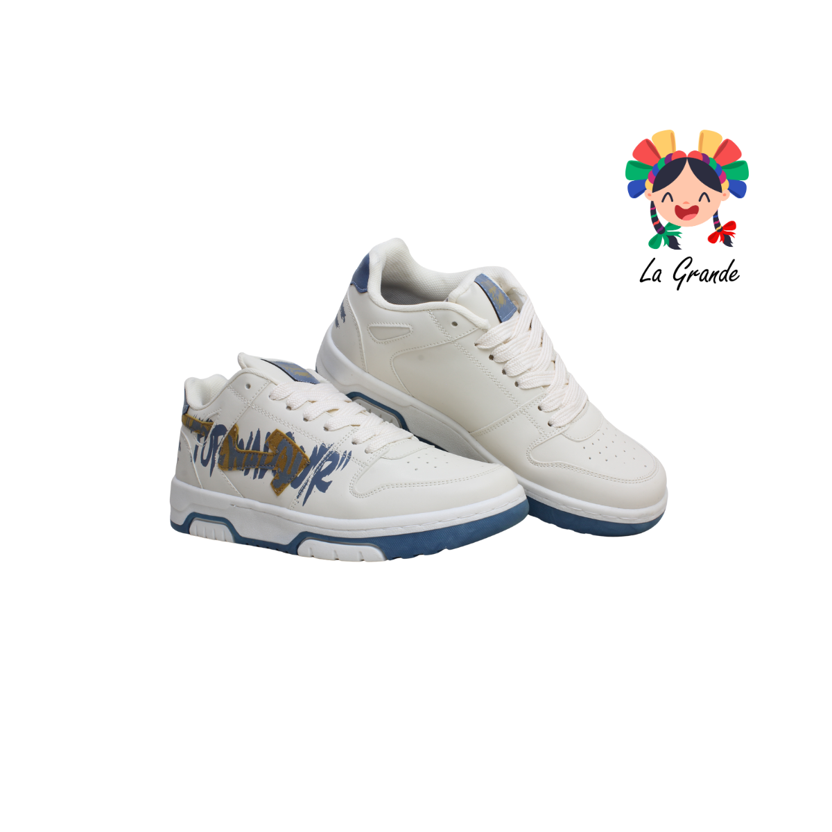 060 WALKQUIR Latte Azul Tenis Casual para Dama, Joven y Caballero