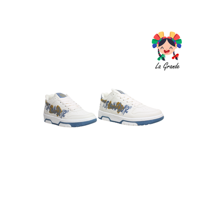 060 WALKQUIR Latte Azul Tenis Casual para Dama, Joven y Caballero
