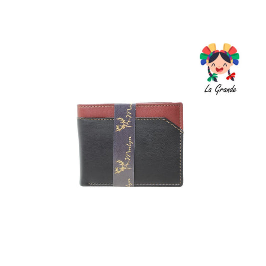 06 Cartera Negro Vino Casual para Caballero