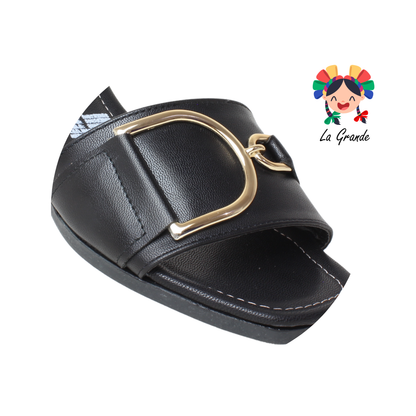 074 MARI ROSS Negro Cabra Sandalia Casual para Dama
