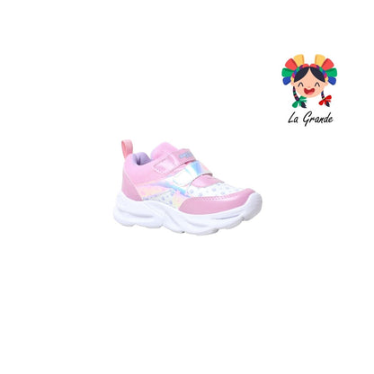 087-100 SPACE BOYS Rosa Blanco Tenis Deportivo para Bebé y Niña