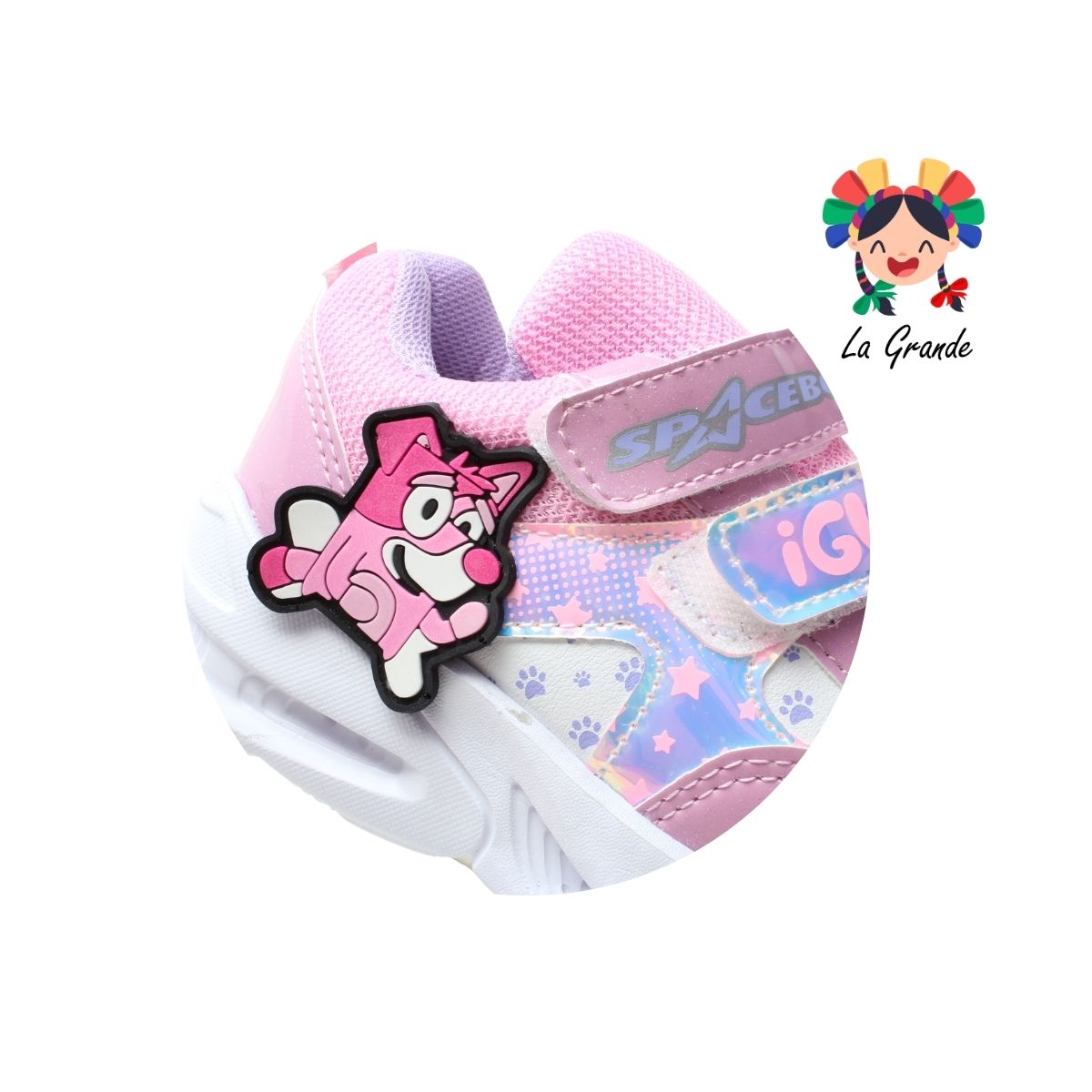 087-100 SPACE BOYS Rosa Blanco Tenis Deportivo para Bebé y Niña