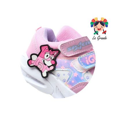 087-100 SPACE BOYS Rosa Blanco Tenis Deportivo para Bebé y Niña