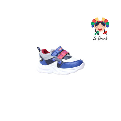 087-20 SPACE BOYS Blanco Gris Tenis Deportivo para Bebé, Niña y Niño