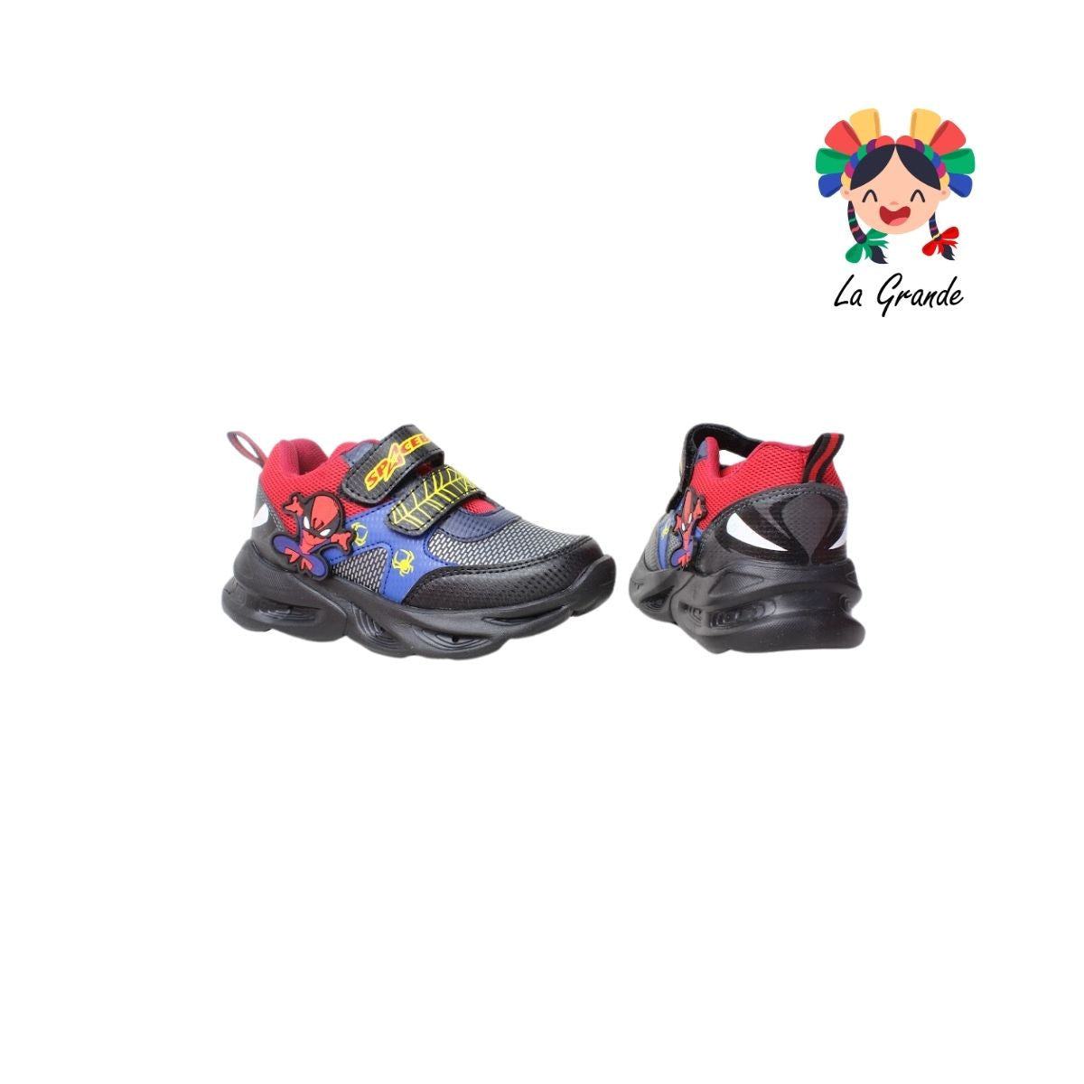 087-20 SPACE BOYS Negro Rojo Tenis Deportivo para Niña y Niño
