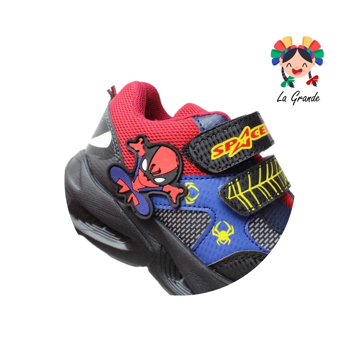 087-20 SPACE BOYS Negro Rojo Tenis Deportivo para Niña y Niño
