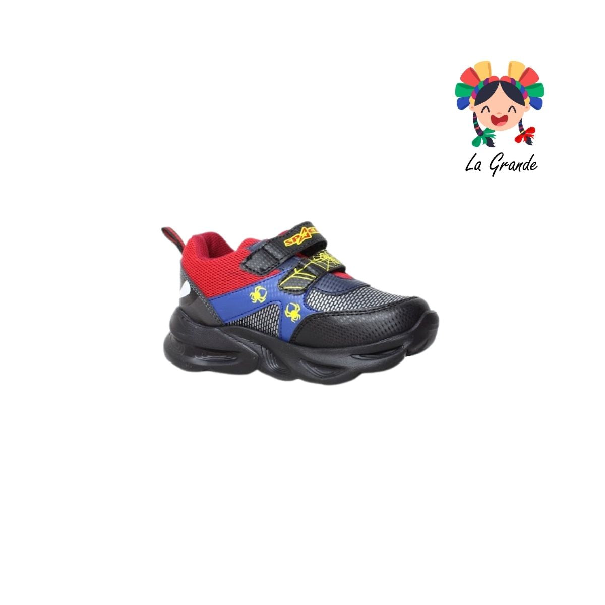 087-20 SPACE BOYS Negro Rojo Tenis Deportivo para Niña y Niño