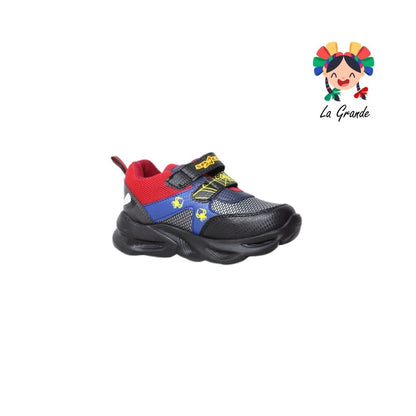 087-20 SPACE BOYS Negro Rojo Tenis Deportivo para Niña y Niño