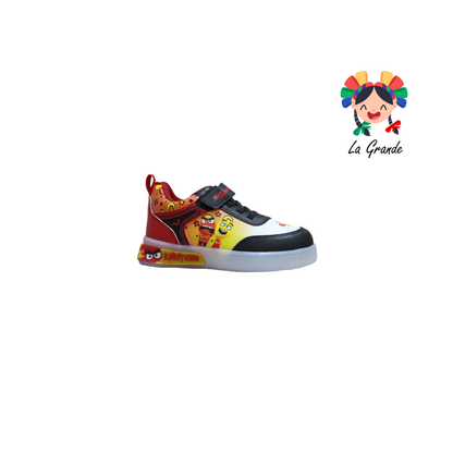 089-120 SPACE BOYS Negro Rojo Sint Tenis Casual con Luz Led para Niño